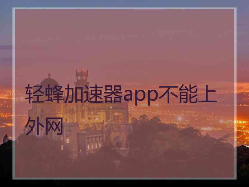 轻蜂加速器app不能上外网