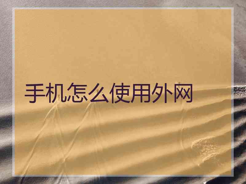 手机怎么使用外网