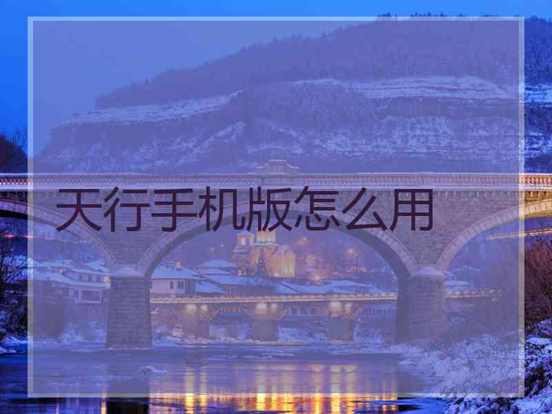 天行手机版怎么用