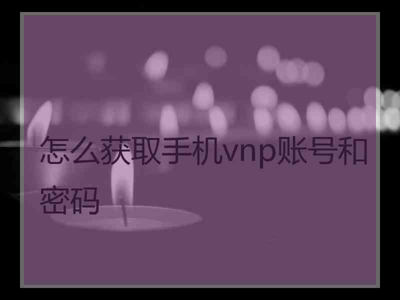 怎么获取手机vnp账号和密码