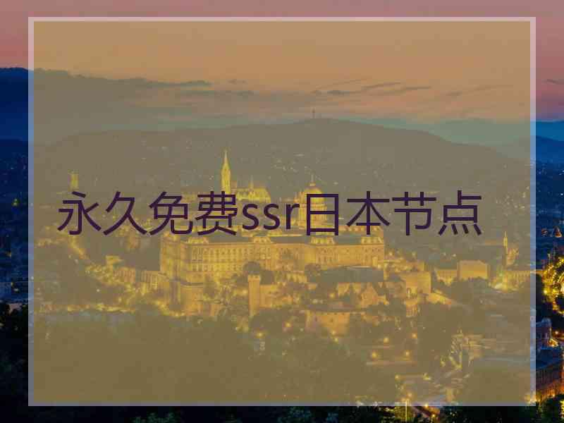 永久免费ssr日本节点