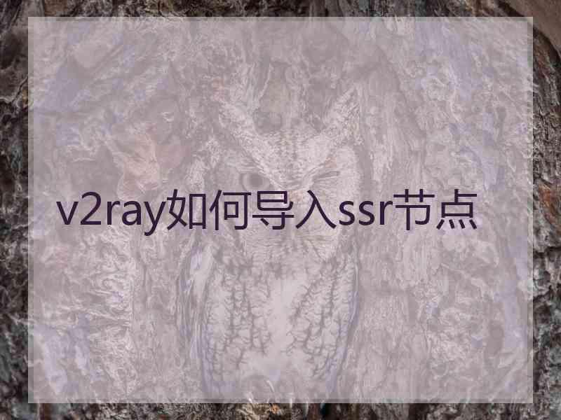 v2ray如何导入ssr节点