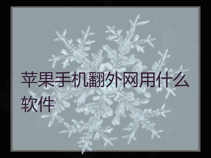 苹果手机翻外网用什么软件